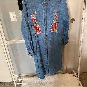 Chambray embroidered dress